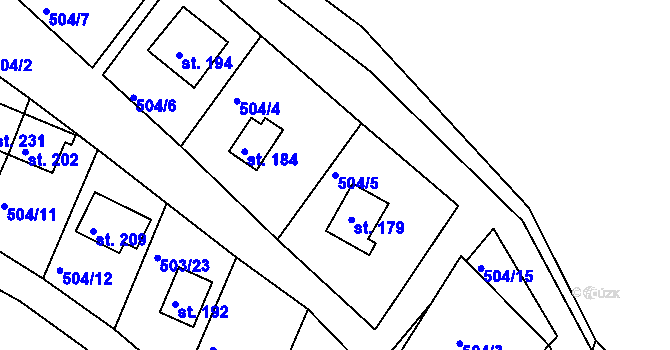 Parcela st. 504/5 v KÚ Rabštejn nad Střelou, Katastrální mapa