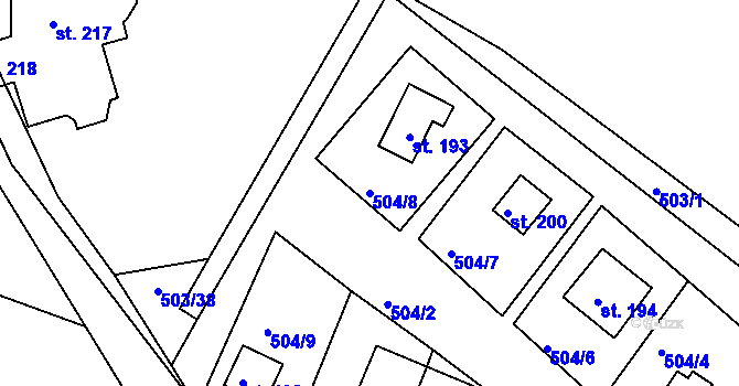 Parcela st. 504/8 v KÚ Rabštejn nad Střelou, Katastrální mapa