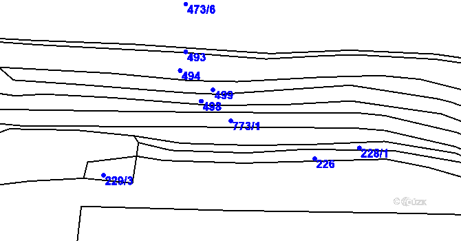 Parcela st. 773/1 v KÚ Rabštejn nad Střelou, Katastrální mapa