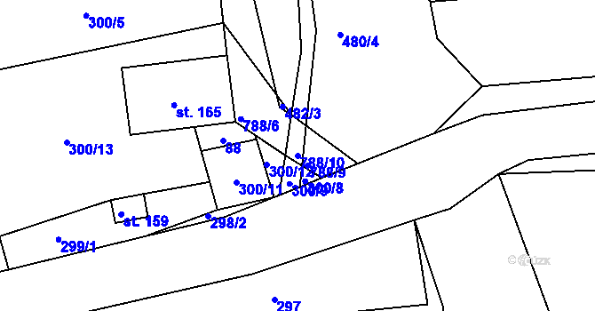 Parcela st. 788/10 v KÚ Rabštejn nad Střelou, Katastrální mapa