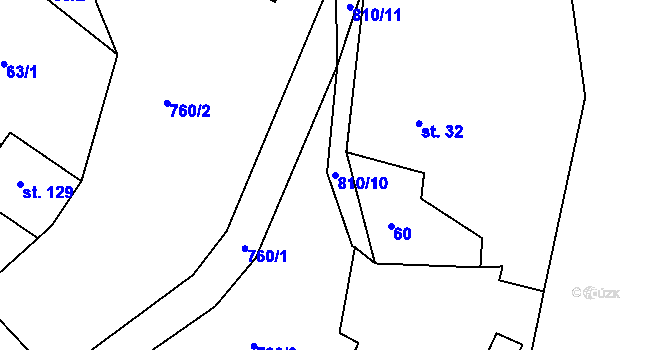 Parcela st. 810/10 v KÚ Rabštejn nad Střelou, Katastrální mapa