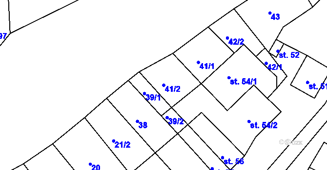 Parcela st. 41/2 v KÚ Rabštejn nad Střelou, Katastrální mapa
