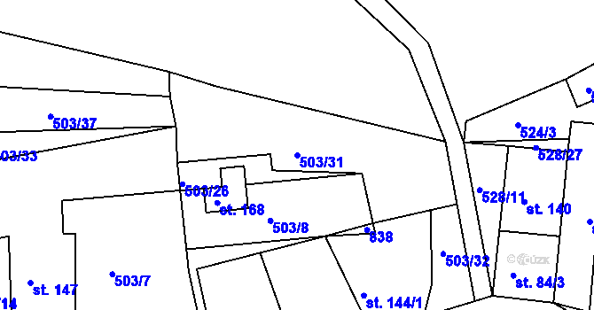 Parcela st. 503/31 v KÚ Rabštejn nad Střelou, Katastrální mapa