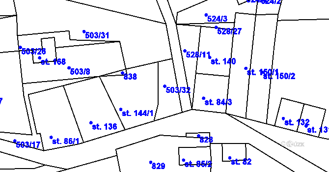 Parcela st. 503/32 v KÚ Rabštejn nad Střelou, Katastrální mapa