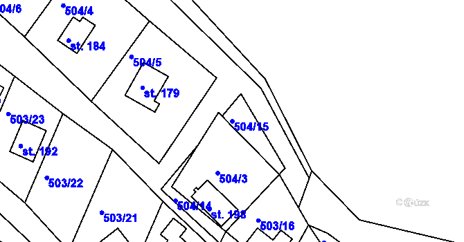 Parcela st. 504/15 v KÚ Rabštejn nad Střelou, Katastrální mapa