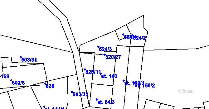 Parcela st. 528/27 v KÚ Rabštejn nad Střelou, Katastrální mapa