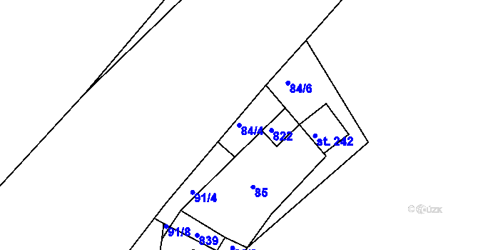 Parcela st. 84/4 v KÚ Rabštejn nad Střelou, Katastrální mapa