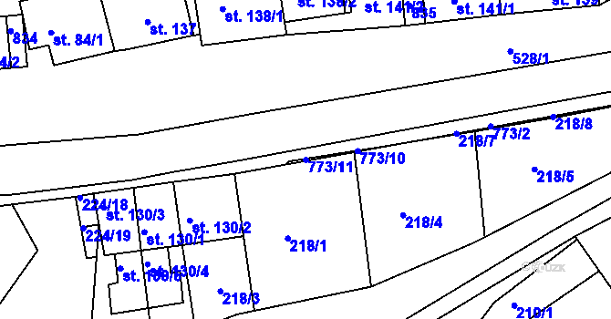 Parcela st. 773/11 v KÚ Rabštejn nad Střelou, Katastrální mapa