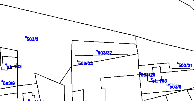 Parcela st. 503/37 v KÚ Rabštejn nad Střelou, Katastrální mapa
