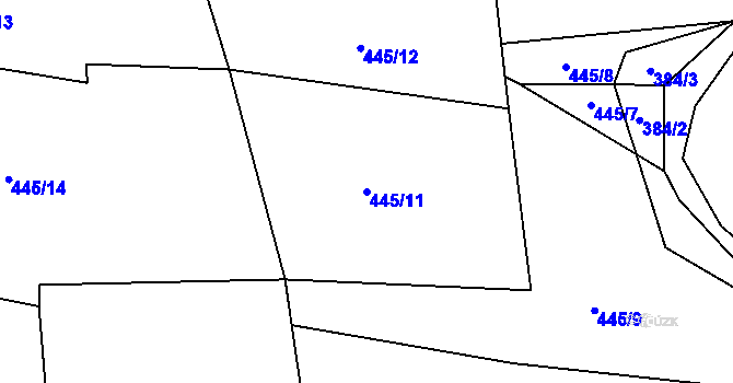 Parcela st. 445/11 v KÚ Rabštejn nad Střelou, Katastrální mapa