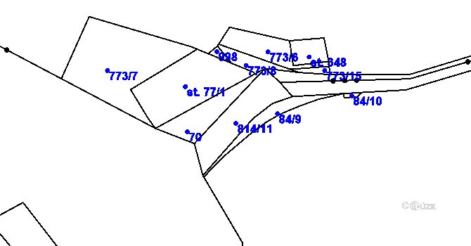 Parcela st. 814/11 v KÚ Rabštejn nad Střelou, Katastrální mapa