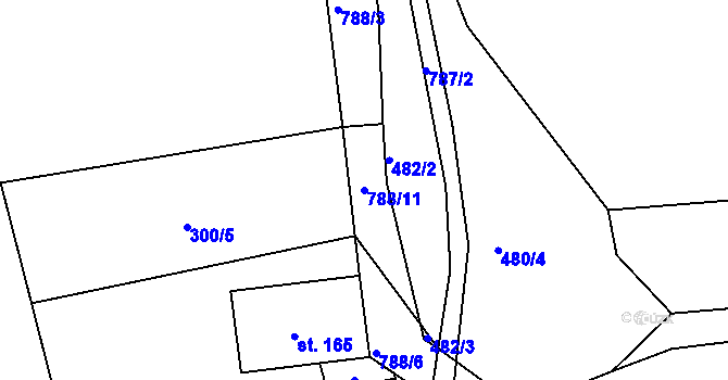 Parcela st. 788/11 v KÚ Rabštejn nad Střelou, Katastrální mapa