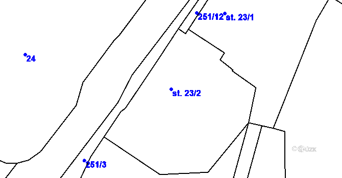 Parcela st. 23/2 v KÚ Rabštejnská Lhota, Katastrální mapa