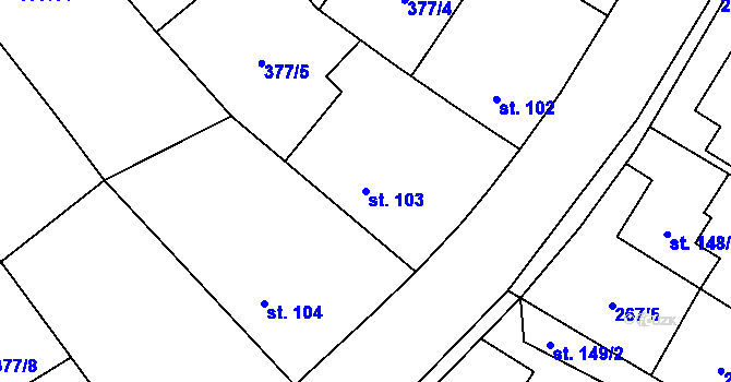 Parcela st. 103 v KÚ Rabštejnská Lhota, Katastrální mapa