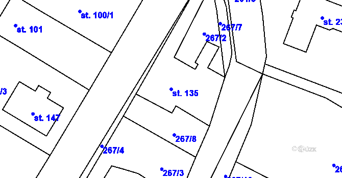 Parcela st. 135 v KÚ Rabštejnská Lhota, Katastrální mapa