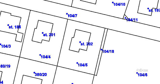 Parcela st. 202 v KÚ Rabštejnská Lhota, Katastrální mapa