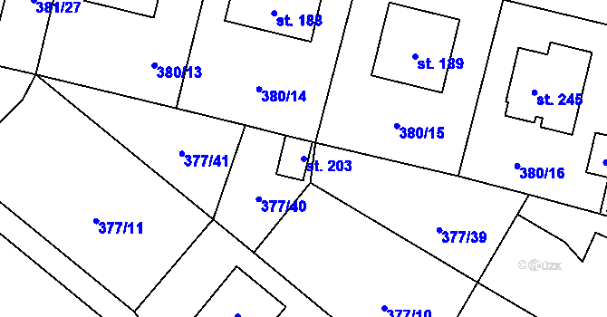 Parcela st. 203 v KÚ Rabštejnská Lhota, Katastrální mapa