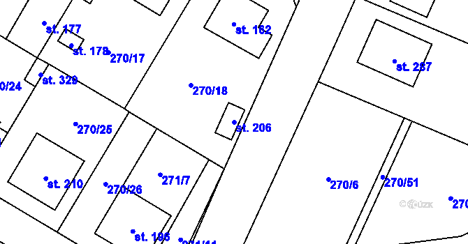 Parcela st. 206 v KÚ Rabštejnská Lhota, Katastrální mapa