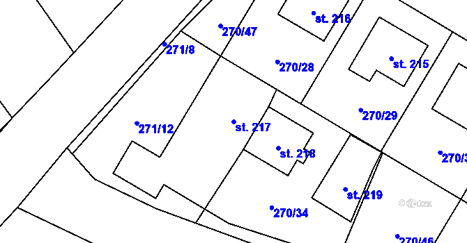 Parcela st. 217 v KÚ Rabštejnská Lhota, Katastrální mapa