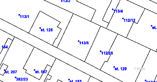 Parcela st. 113/5 v KÚ Rabštejnská Lhota, Katastrální mapa