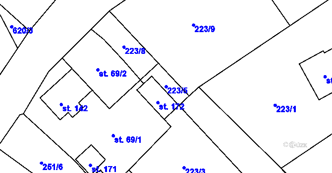 Parcela st. 223/5 v KÚ Rabštejnská Lhota, Katastrální mapa