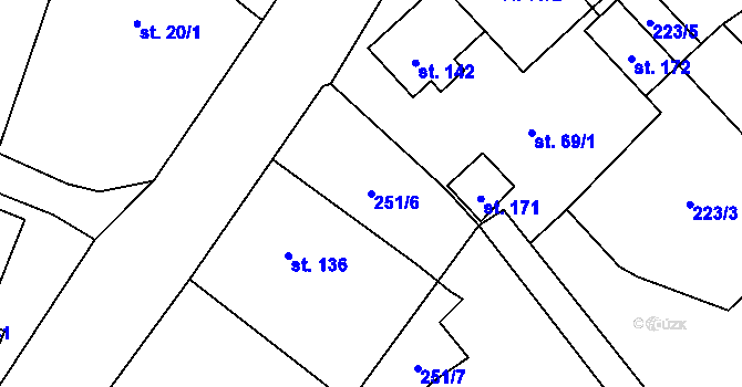 Parcela st. 251/6 v KÚ Rabštejnská Lhota, Katastrální mapa