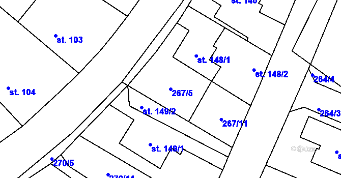Parcela st. 267/5 v KÚ Rabštejnská Lhota, Katastrální mapa