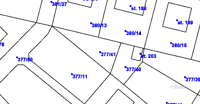 Parcela st. 377/41 v KÚ Rabštejnská Lhota, Katastrální mapa