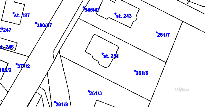 Parcela st. 251 v KÚ Rabštejnská Lhota, Katastrální mapa