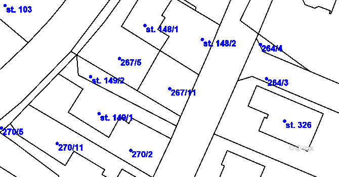 Parcela st. 267/11 v KÚ Rabštejnská Lhota, Katastrální mapa