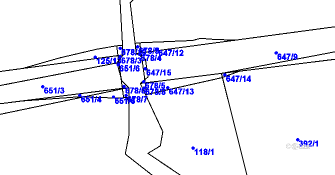 Parcela st. 647/13 v KÚ Rabštejnská Lhota, Katastrální mapa