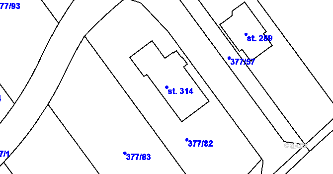 Parcela st. 314 v KÚ Rabštejnská Lhota, Katastrální mapa