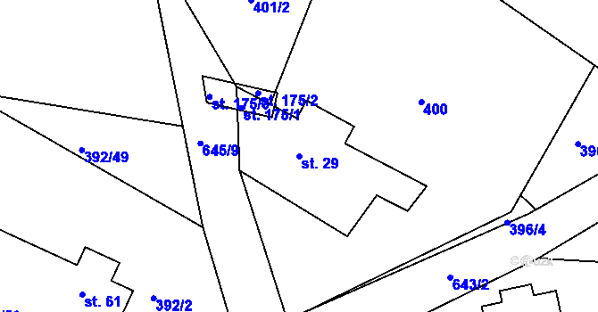 Parcela st. 29 v KÚ Smrkový Týnec, Katastrální mapa