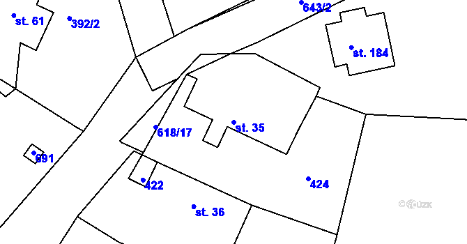Parcela st. 35 v KÚ Smrkový Týnec, Katastrální mapa