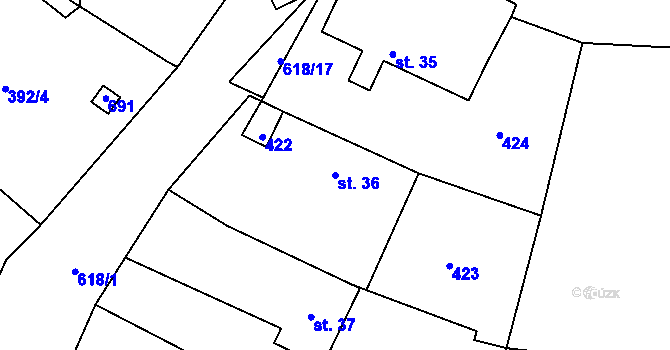 Parcela st. 36 v KÚ Smrkový Týnec, Katastrální mapa