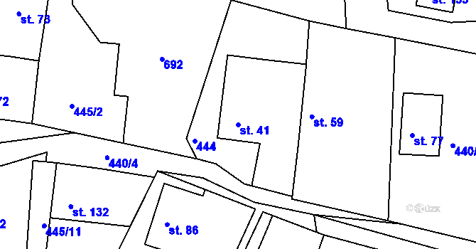 Parcela st. 41 v KÚ Smrkový Týnec, Katastrální mapa