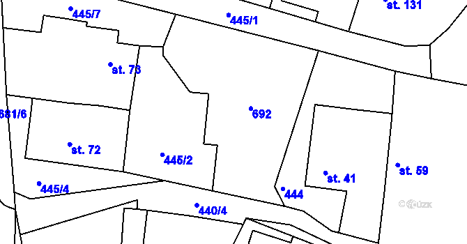 Parcela st. 58 v KÚ Smrkový Týnec, Katastrální mapa