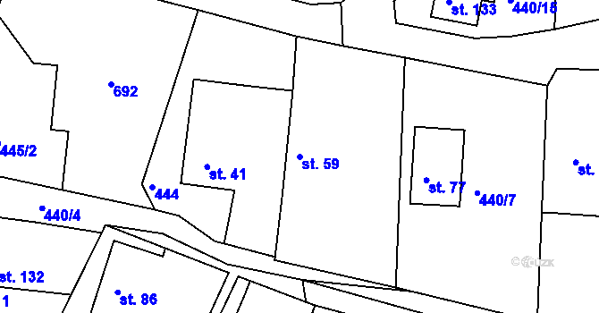 Parcela st. 59 v KÚ Smrkový Týnec, Katastrální mapa