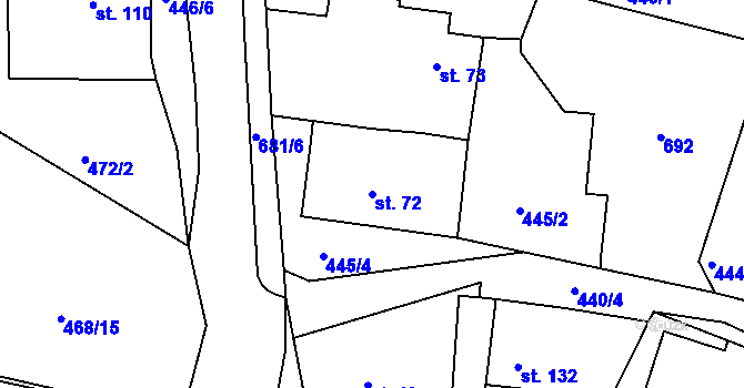 Parcela st. 72 v KÚ Smrkový Týnec, Katastrální mapa