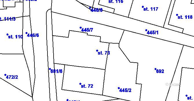 Parcela st. 73 v KÚ Smrkový Týnec, Katastrální mapa