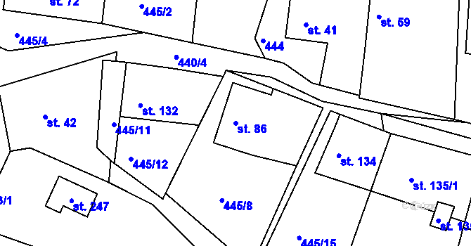 Parcela st. 86 v KÚ Smrkový Týnec, Katastrální mapa