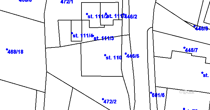 Parcela st. 110 v KÚ Smrkový Týnec, Katastrální mapa