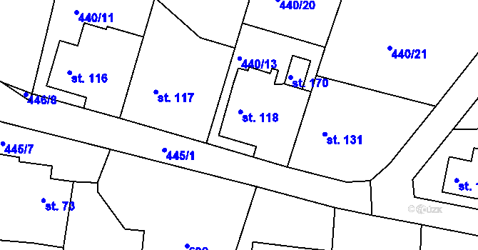 Parcela st. 118 v KÚ Smrkový Týnec, Katastrální mapa