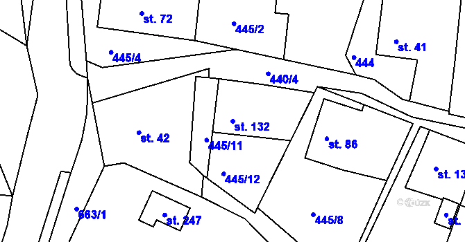 Parcela st. 132 v KÚ Smrkový Týnec, Katastrální mapa