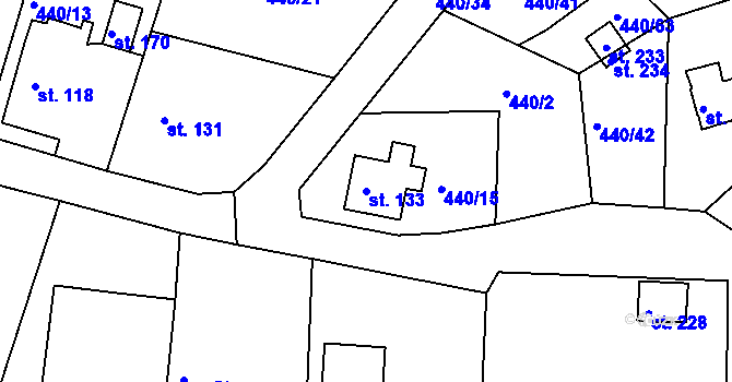 Parcela st. 133 v KÚ Smrkový Týnec, Katastrální mapa