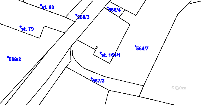 Parcela st. 164/1 v KÚ Smrkový Týnec, Katastrální mapa
