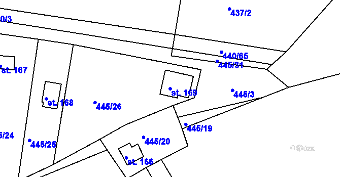 Parcela st. 169 v KÚ Smrkový Týnec, Katastrální mapa