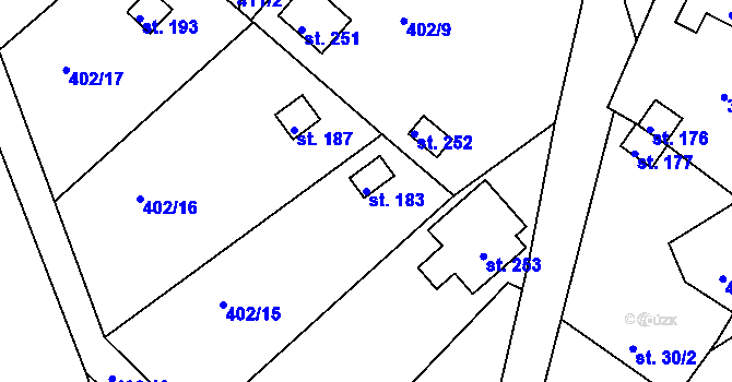 Parcela st. 183 v KÚ Smrkový Týnec, Katastrální mapa