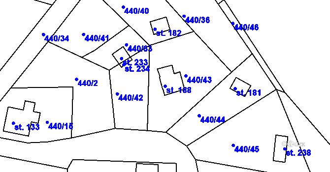 Parcela st. 188 v KÚ Smrkový Týnec, Katastrální mapa