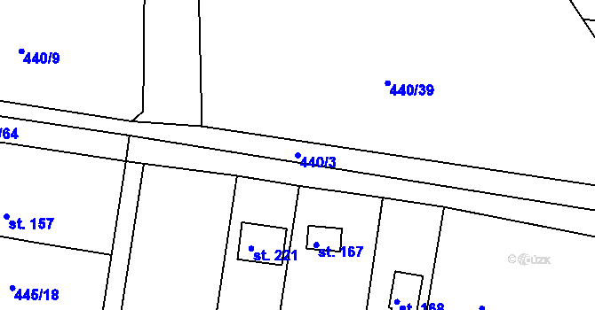 Parcela st. 440/3 v KÚ Smrkový Týnec, Katastrální mapa